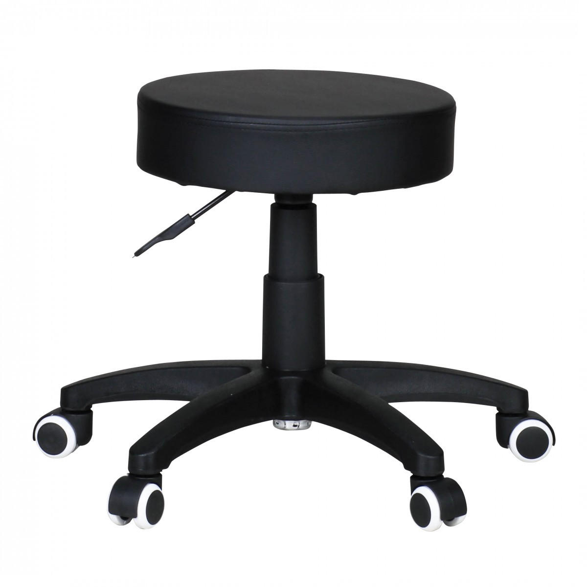 ARBEITSHOCKER Lederoptik 360° drehbar, höhenverstellbar, stabil, Schwarz 50x50x55 cm - Schwarz, Kunststoff/Textil (50/55/50cm) - KADIMA DESIGN