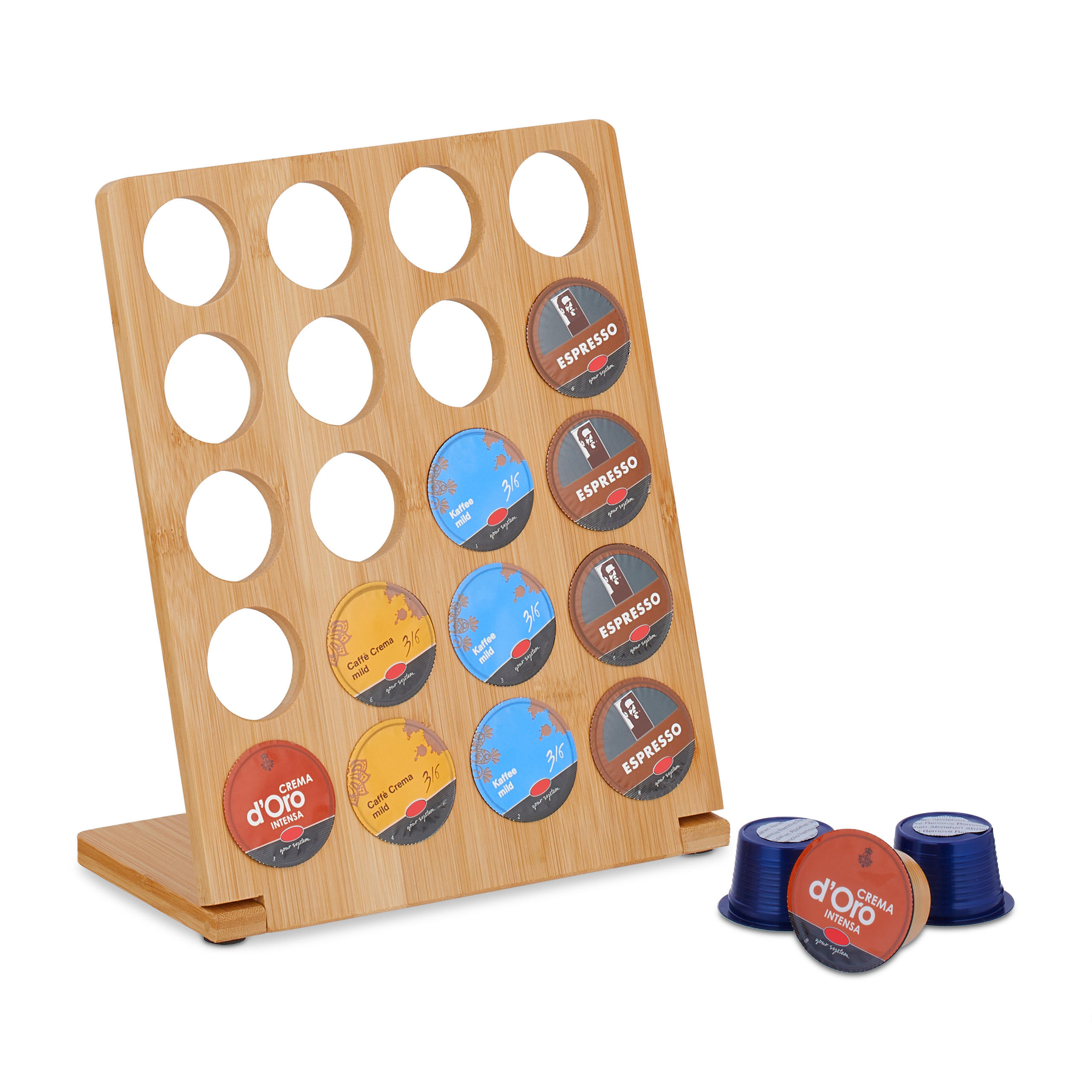 KAPSELHALTER - Hellbraun, Holz (3.9/27cm) - Relaxdays