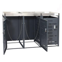 3ER-MÜLLTONNENVERKLEIDUNG H40B rechteckig Anthrazit - Anthrazit, Metall (175/110/62cm) - MCW