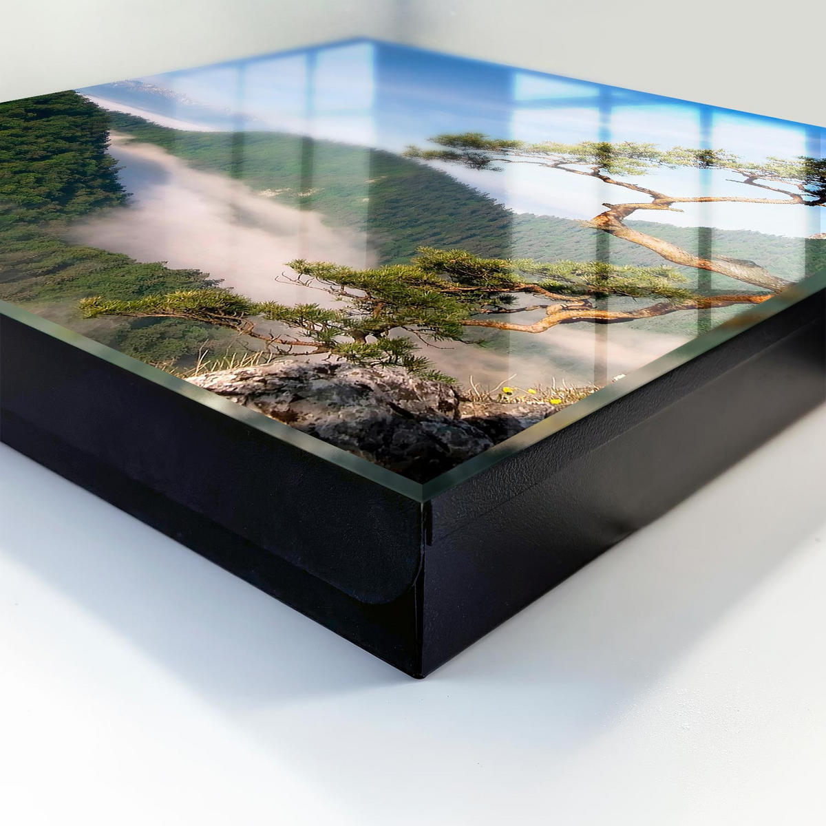 SCHLÜSSELBOX Schwarz 30x30 cm- Türöffnung nach rechts - Berglandschaft - Grün, Metall (30/30/5cm) - TULUP