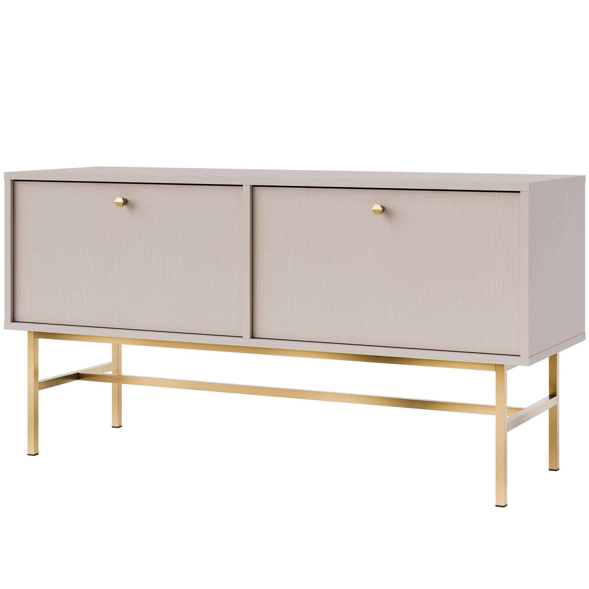 TV-LOWBOARD FLOREN, Creme/Gold - Creme, Holzwerkstoff/Metall (120.6/62.5/40.8cm) - KONSIMO®