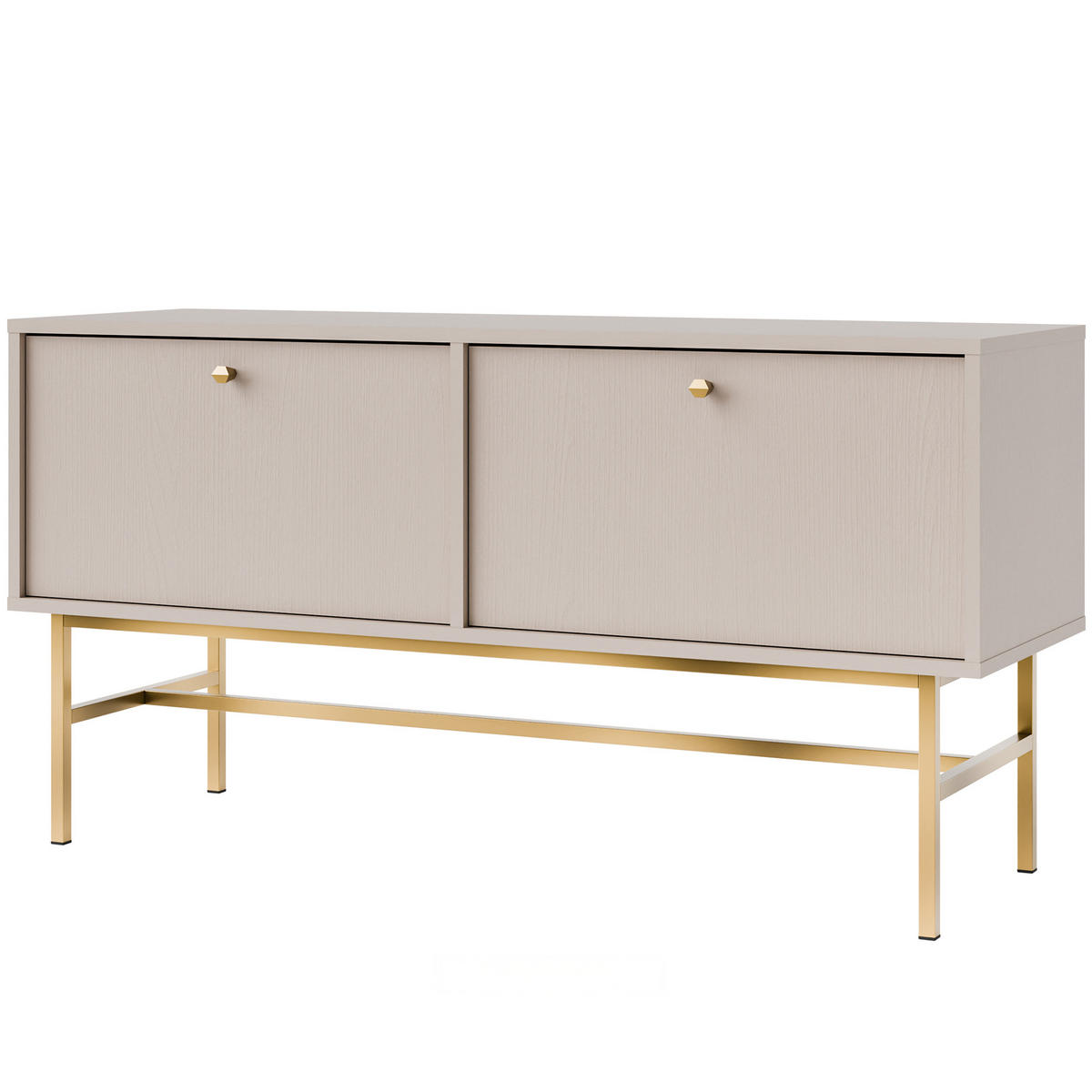 TV-LOWBOARD FLOREN, Creme/Gold - Creme, Holzwerkstoff/Metall (120.6/62.5/40.8cm) - KONSIMO®