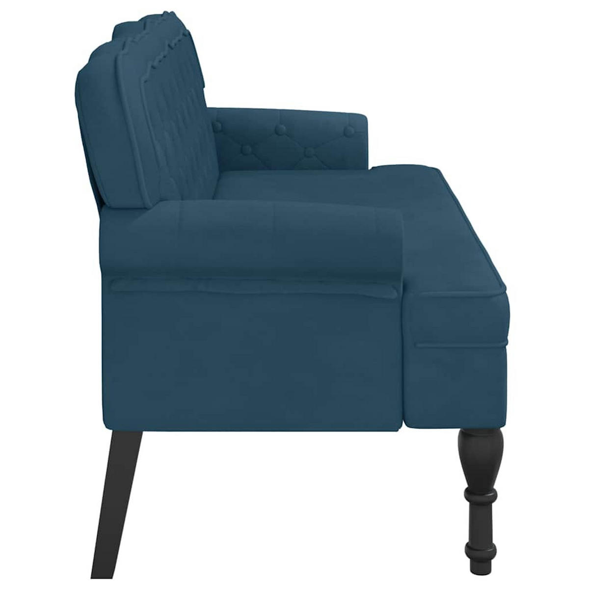 SITZBANK Mit Rückenlehne Blau 119,5/64,5/75 Cm Samt - Blau, Naturmaterialien (64.5/75/119.5cm) - vidaXL