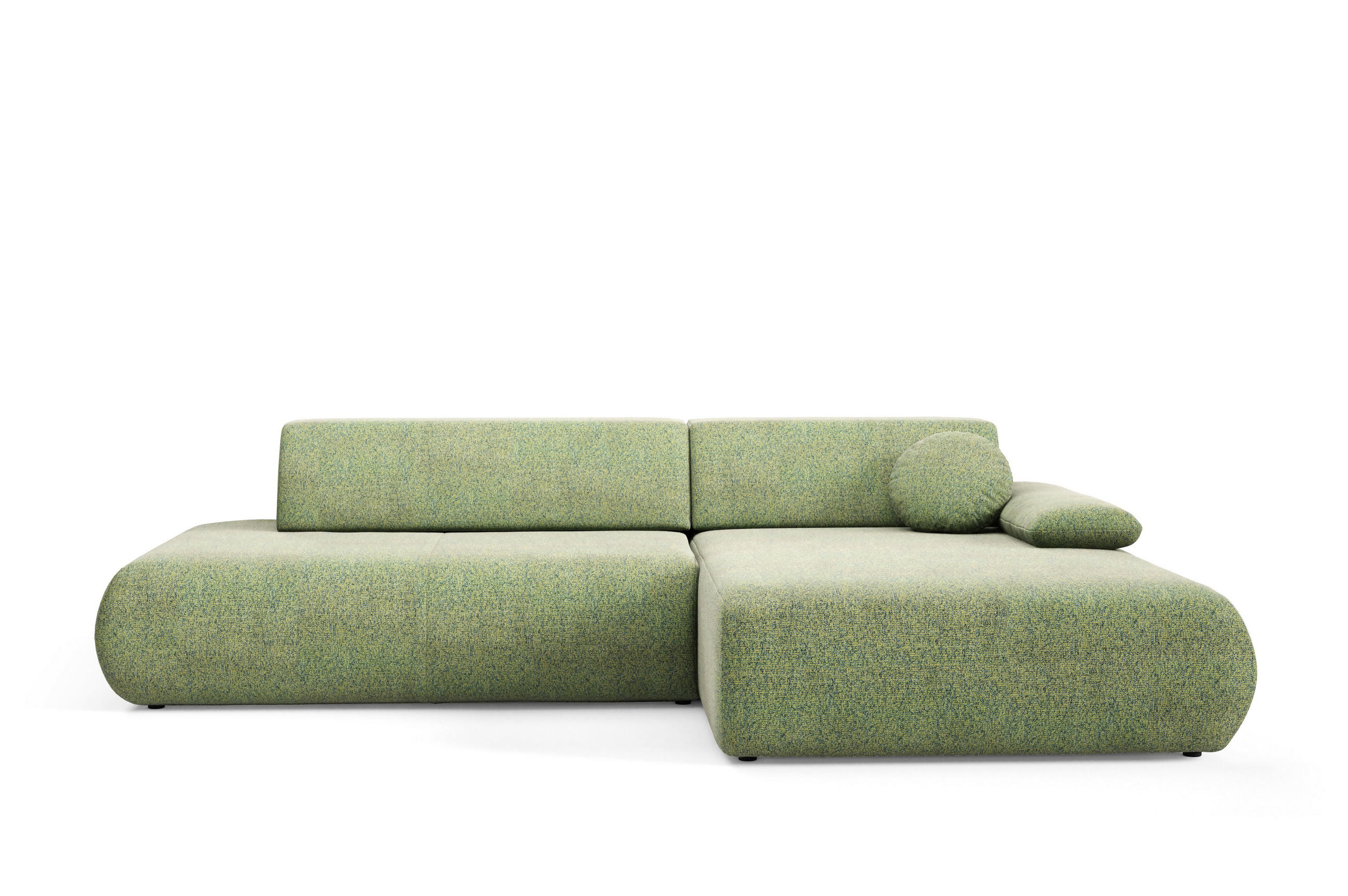 ECKSOFA DELTA R-S Grün Geflochtener Stoff mit Schlaffunktion - Grün, Holz (286/173.5cm) - MASSENO