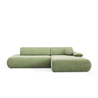 ECKSOFA DELTA R-S Grün Geflochtener Stoff mit Schlaffunktion - Grün, Holz (286/173.5cm) - MASSENO