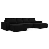 WOHNLANDSCHAFT Samt Stoff Schwarz - Schwarz, Kunststoff/Textil (398/82/185cm) - Makamii