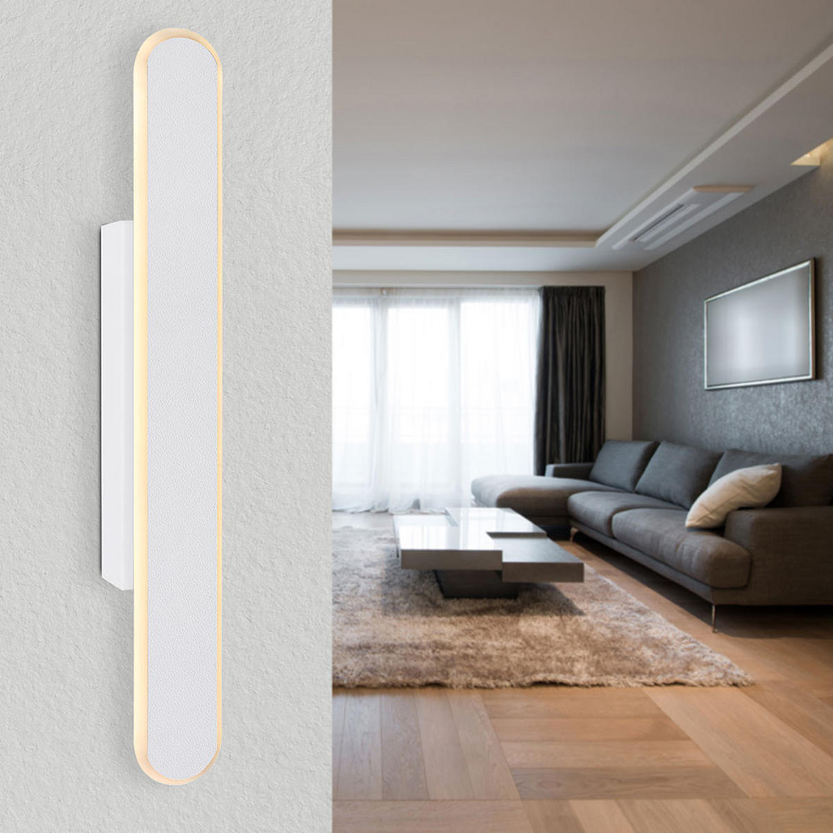 LED WANDLEUCHTE Metall Weiß - Weiß, Metall (40/4.8/6cm)