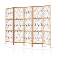 PARAVENT Japanischer 5-tlg 225x172 cm Kr uter Und Blumen - Beige, Holz/Textil (225/172/3cm) - Muralo