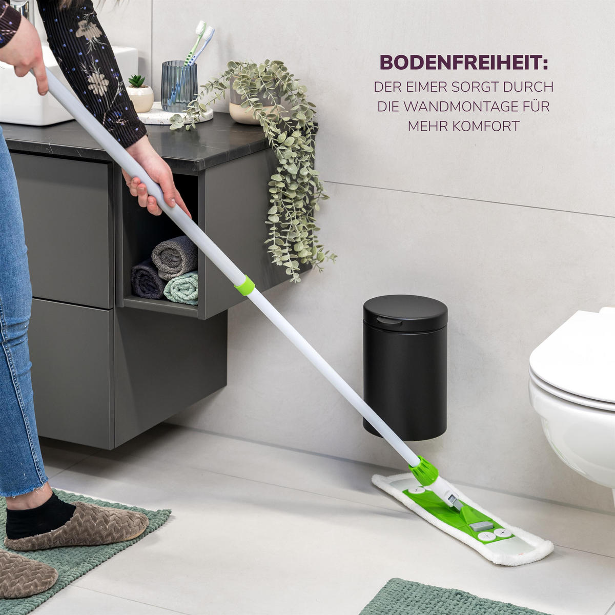 WAND-KOSMETIKEIMER, schwarz - Schwarz, Metall (16/24/23cm) - bremermann