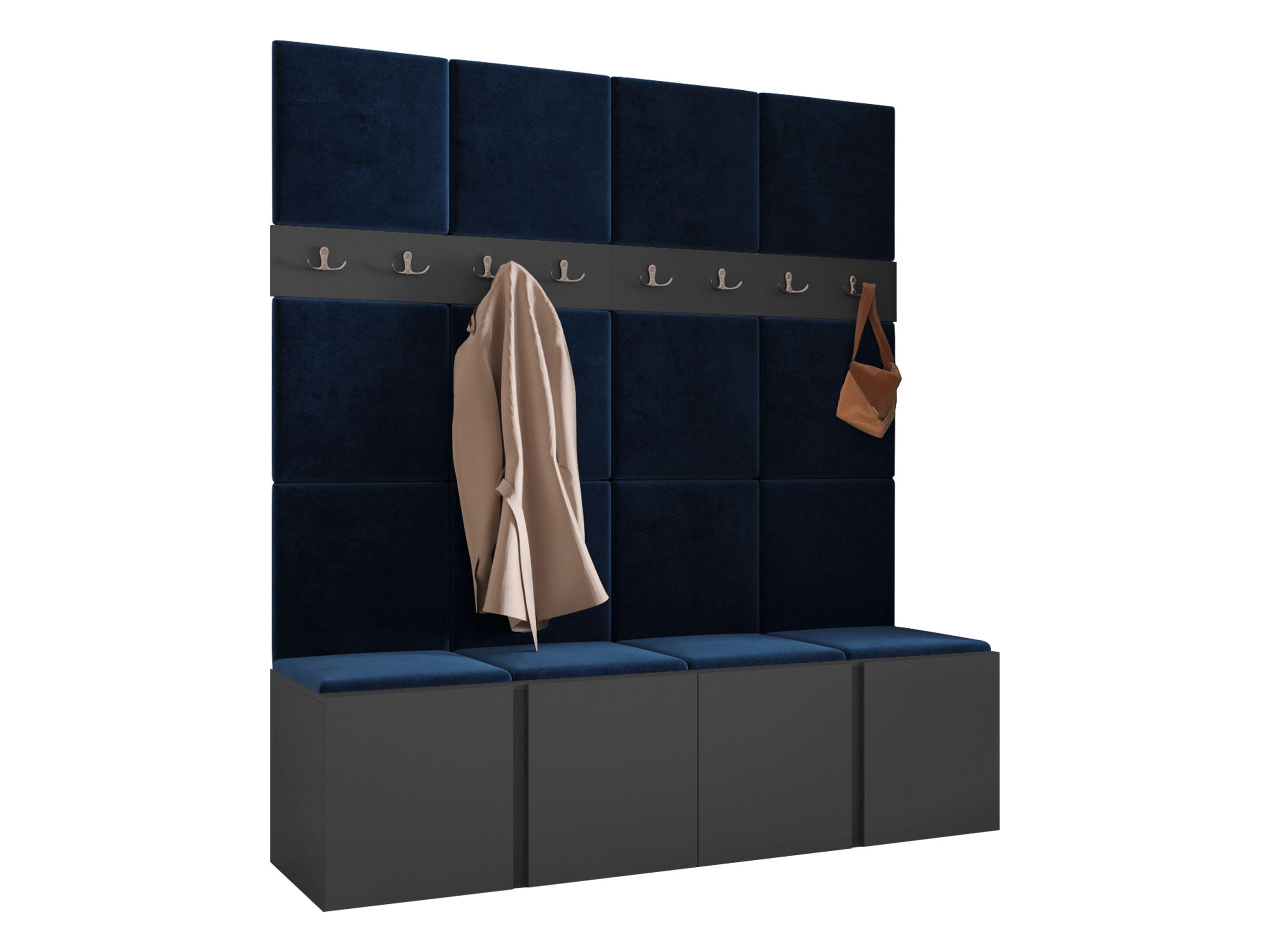 MOBILIER PENTRU HOL Orion V - albastru/grafit, material plastic/compozit lemnos (168/186/46cm) - MIRJAN24