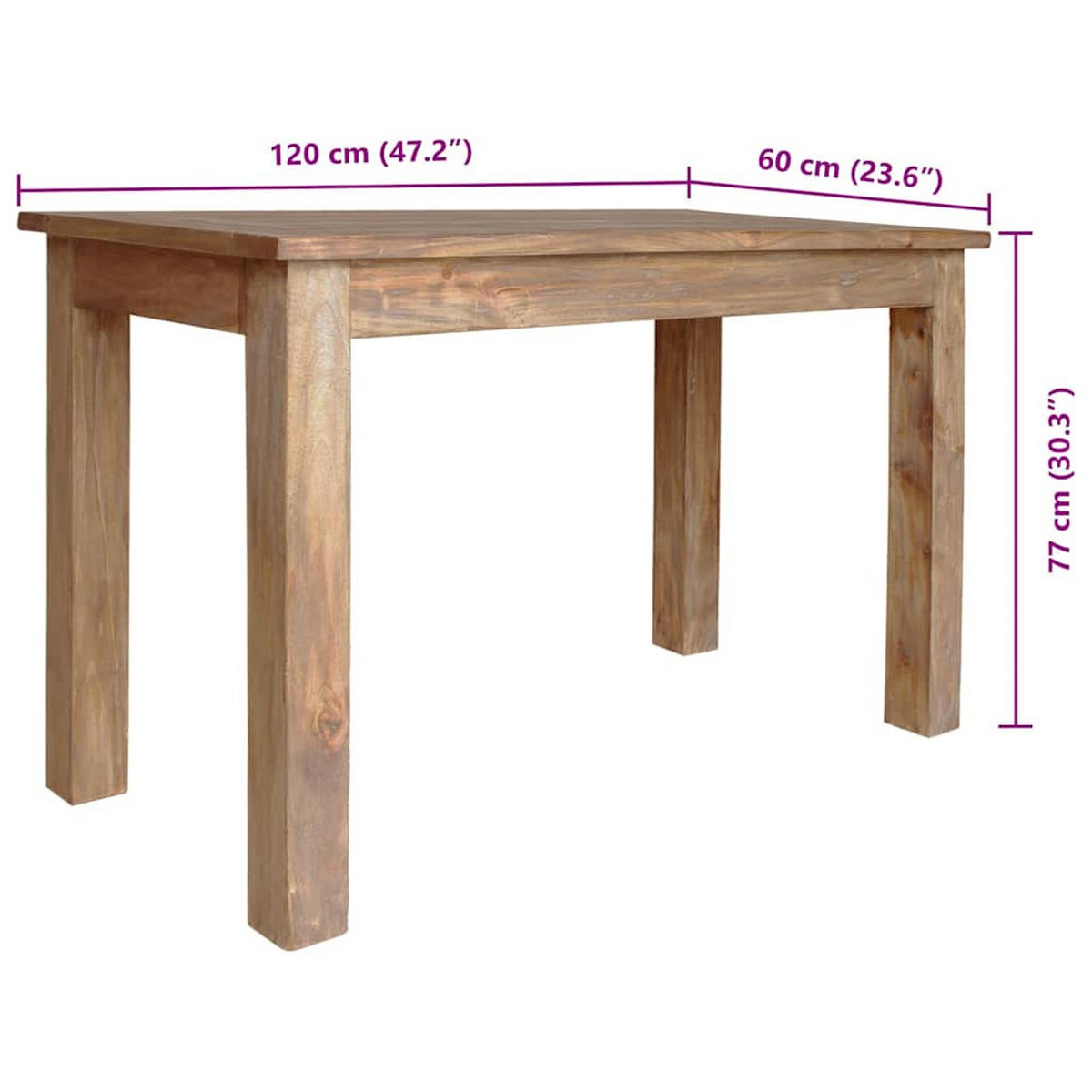 ESSTISCH Massives Mahagoniholz 120/60/77 Cm - Braun, Holzwerkstoff (120/60/77cm) - vidaXL