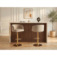 BARHOCKER - 54.5 cm x 52.5 cm - samt - beige Perlanita - Beige, Textil/Metall (54.5/105.5/52.5cm) - Vente-Unique