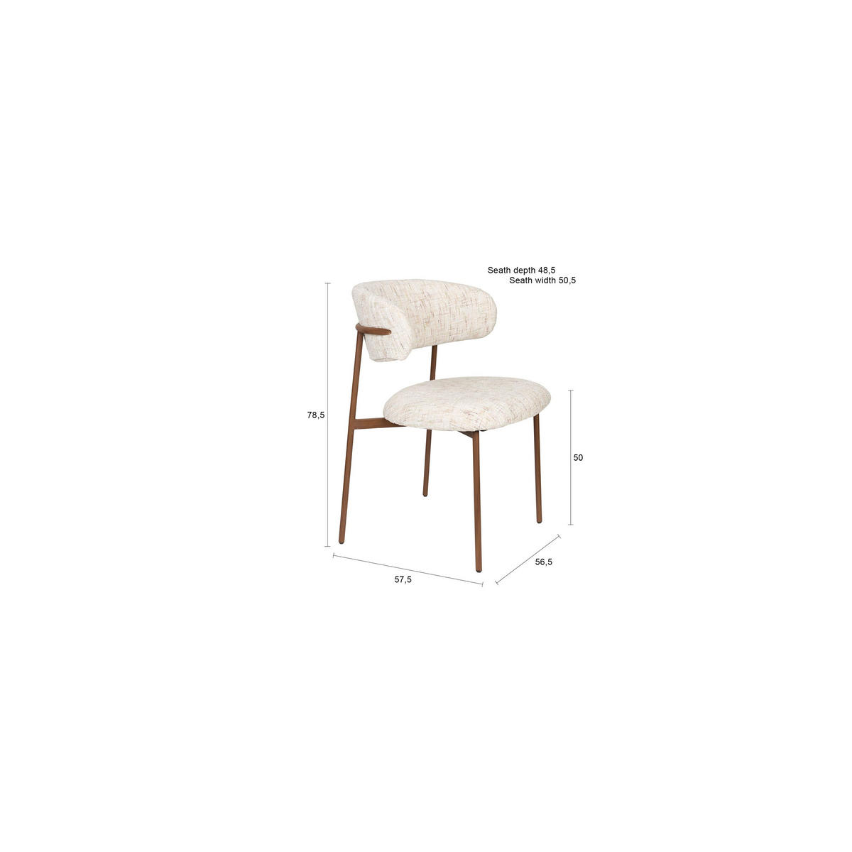 ESSZIMMERSTUHL Claes Creme - 2 er Set - Weiß, Textil (56.5/78.5/57.5cm) - Housecraft Living