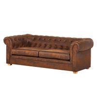 3-SITZER SOFA - Antiklederlook - Braun - Braun, Textil (218/74/94cm) - home24
