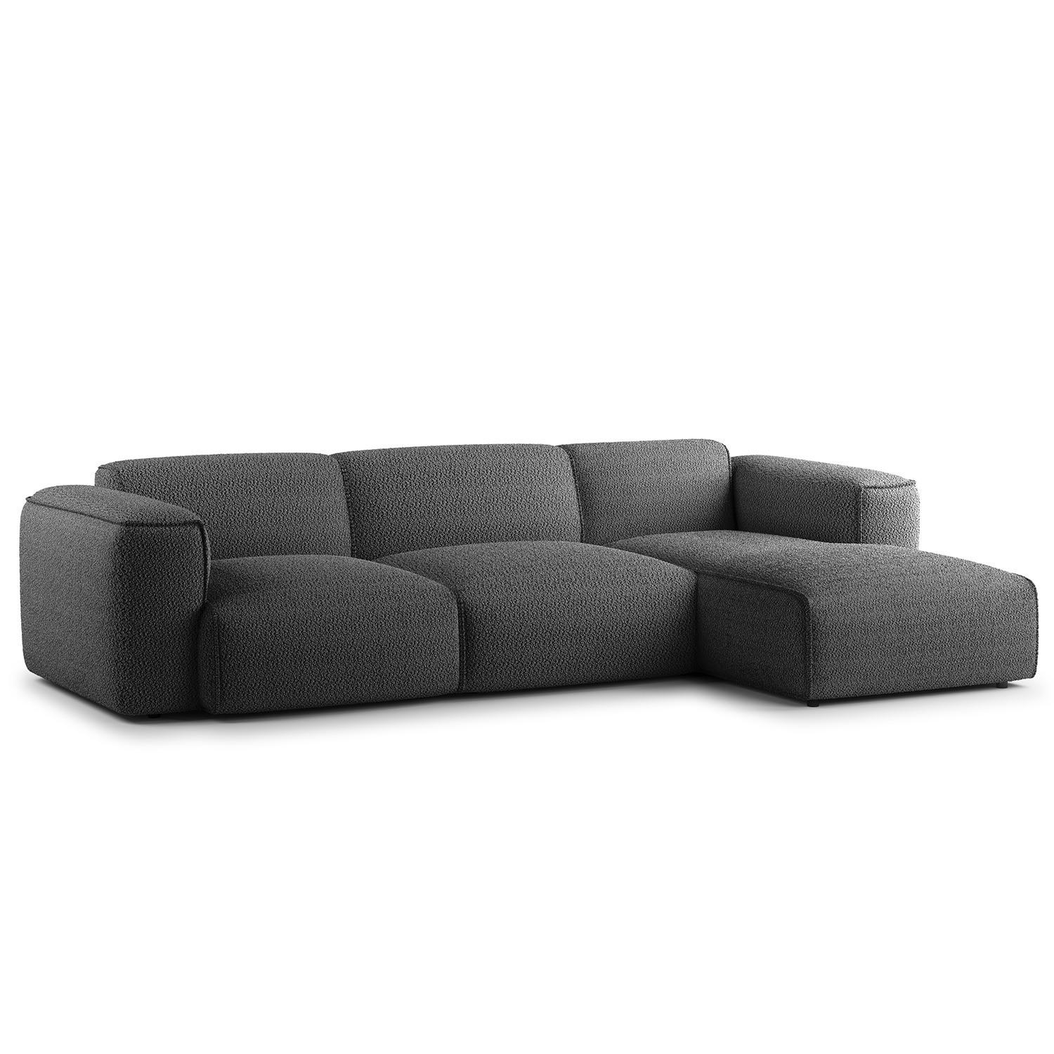 3-SITZER ECKSOFA mit Longchair - Anthrazit/Schwarz, Kunststoff/Textil (284/173cm) - home24