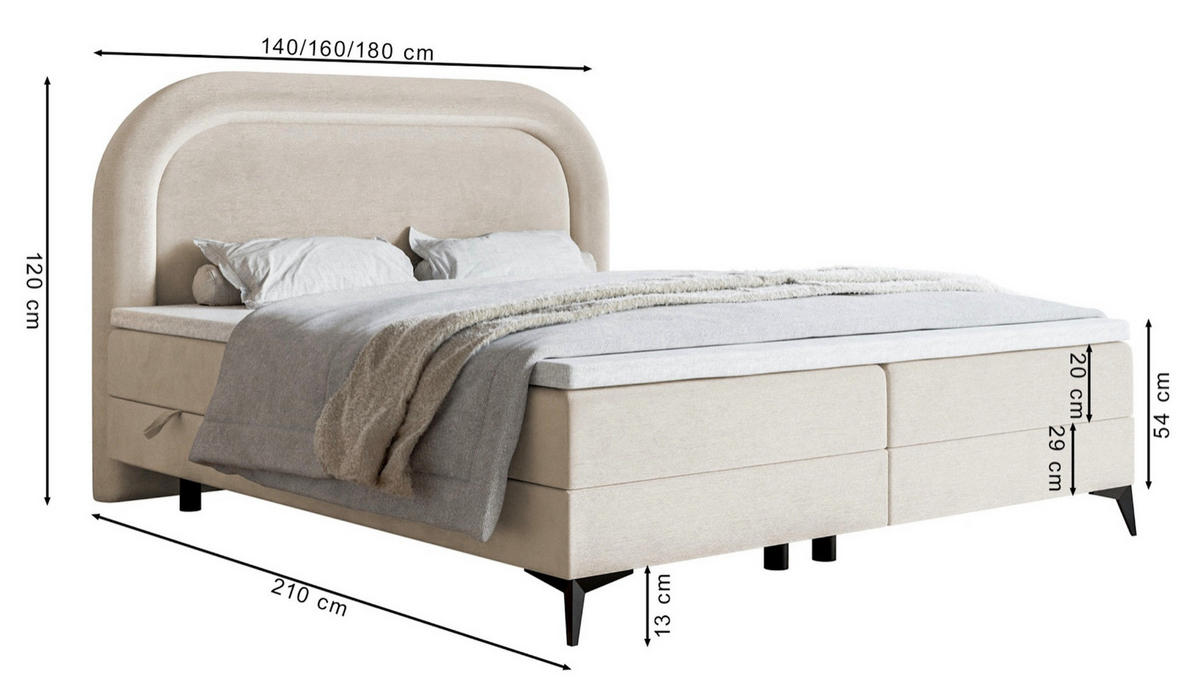 BOXBETT LOREO Dunkelblau Samt wasserfest 160x200 cm - Schwarz/Dunkelblau, Holz/Textil (160/200cm) - Selsey