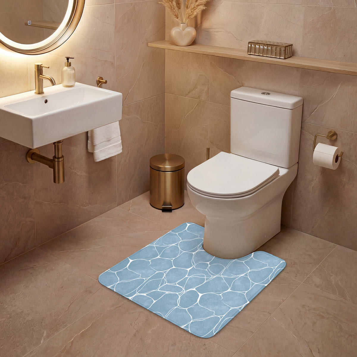 WC PŘEDLOŽKA Organic - vzor - modrá 55x60 cm - světle modrá, textil/plast (55/1cm) - OnlyWow