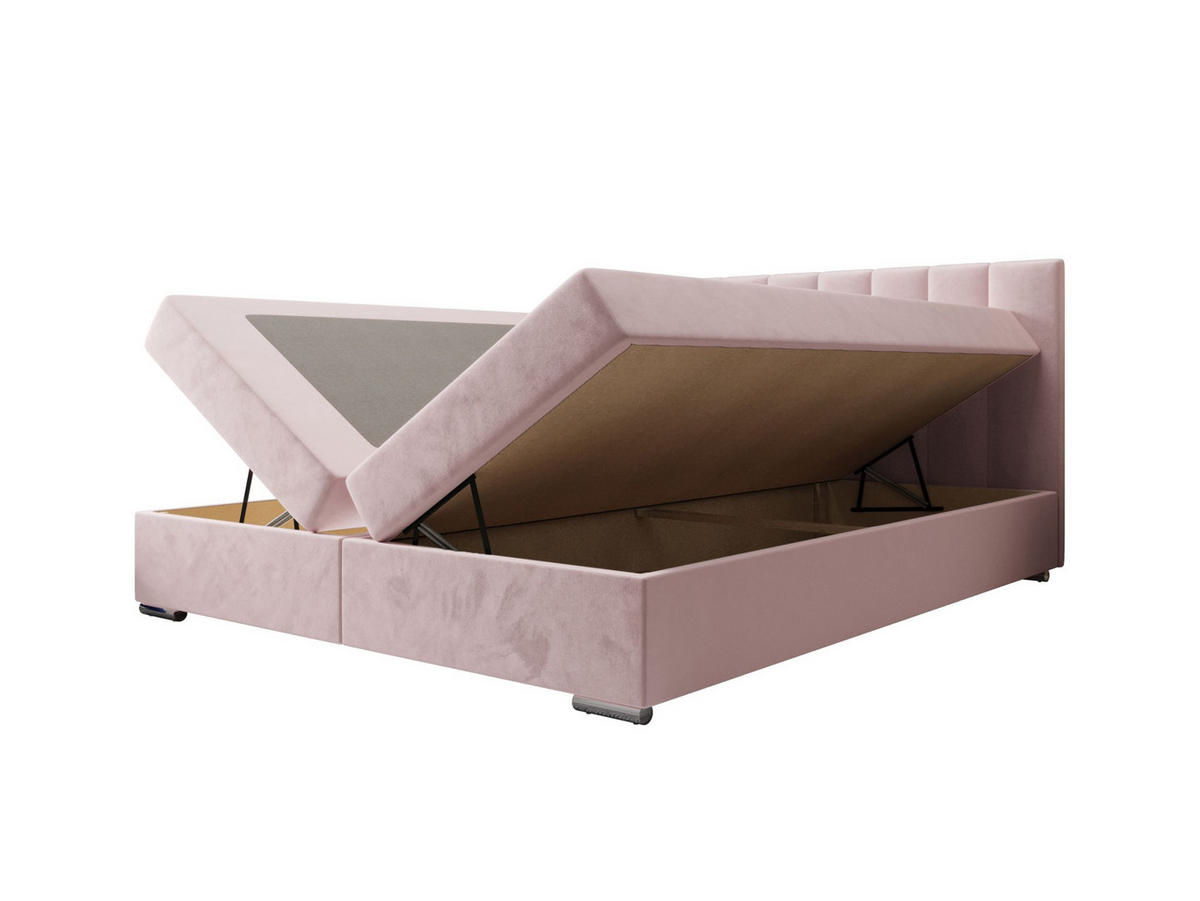 BOXBETT ZILANO 2 mit Matratze H3 und Topper 140x200 Itaka 58 - Pink, Holz/Textil (140/200cm) - Bedante