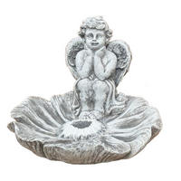 STEINFIGUR Engel auf Blüte frostfest Steinguss - Grau, Stein (16/12/16cm) - stoneandstyle