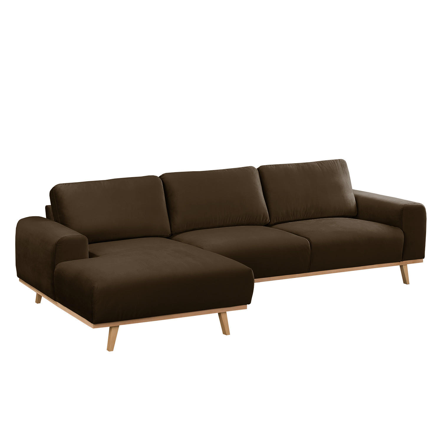 ECKSOFA - Samt - Braun, Textil (286/152cm) - home24