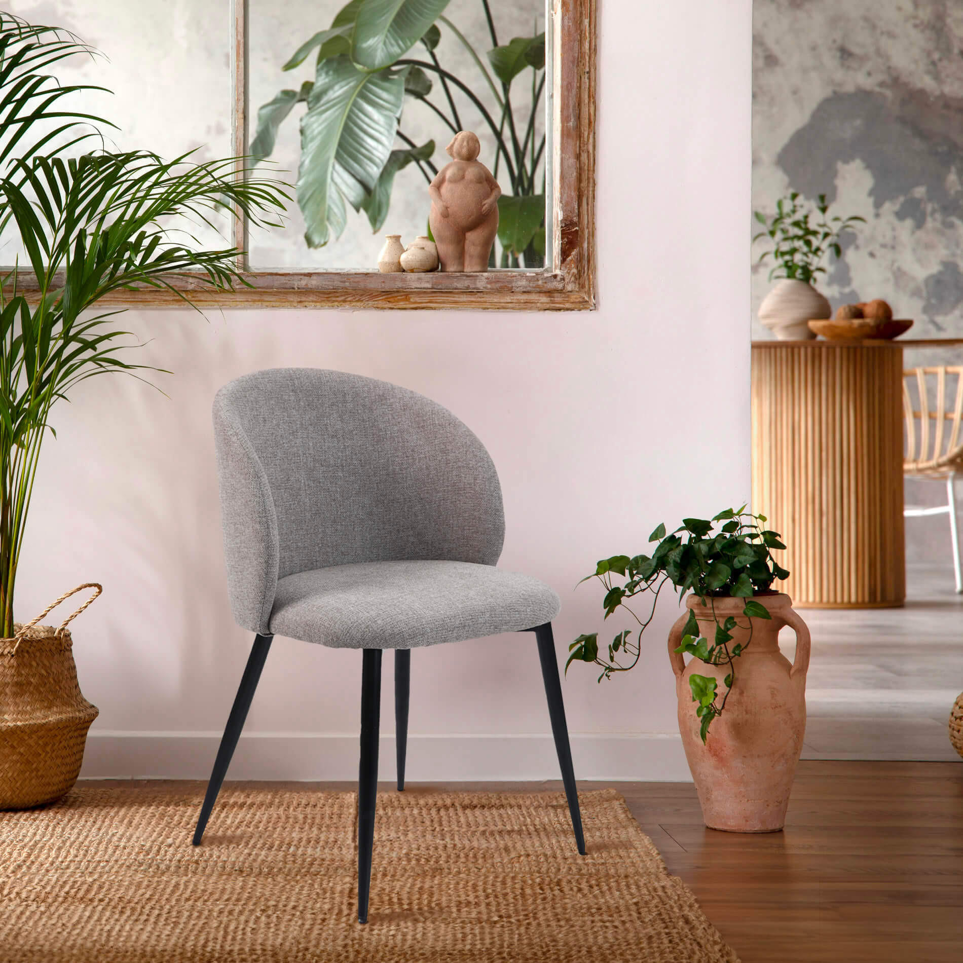 STÜHLE Polylinen Taupe Grau Schwarz, SET 2 Stück - Grau, Textil (56/81/54cm) - Mobili Rebecca