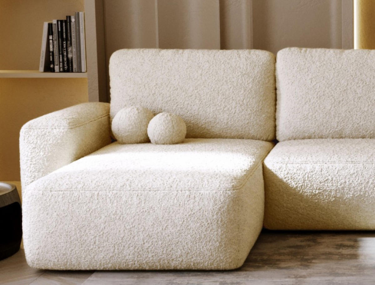 ECKSOFA Creme ILO Mit Bettkasten Und Schlaffunktion - Ecru, Textil (374/177cm) - Sepro Meble