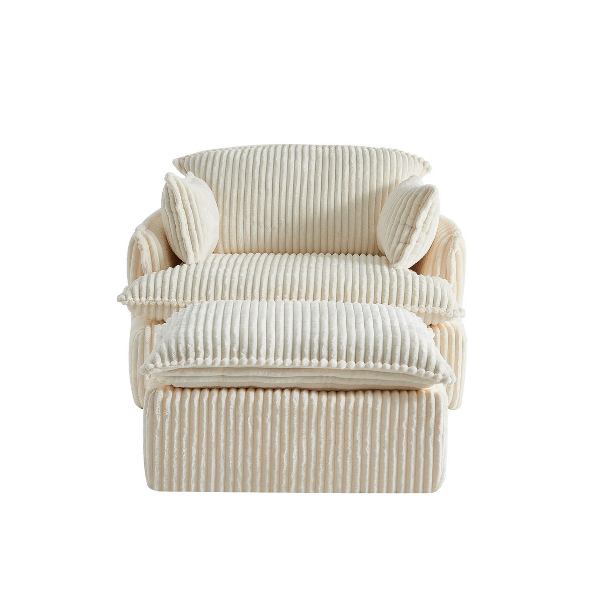 SOFA-SESSEL mit Hocker 115 x 89 x 77 cm Beige 2-tlg. - Beige, Kunststoff (89/77/115cm) - Meubliv