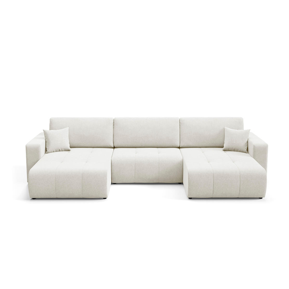 PANORAMASOFA Giulia 5 Sitzplätze Cremefarben - Weiß, Holz (344/82/149cm) - Petits-meubles