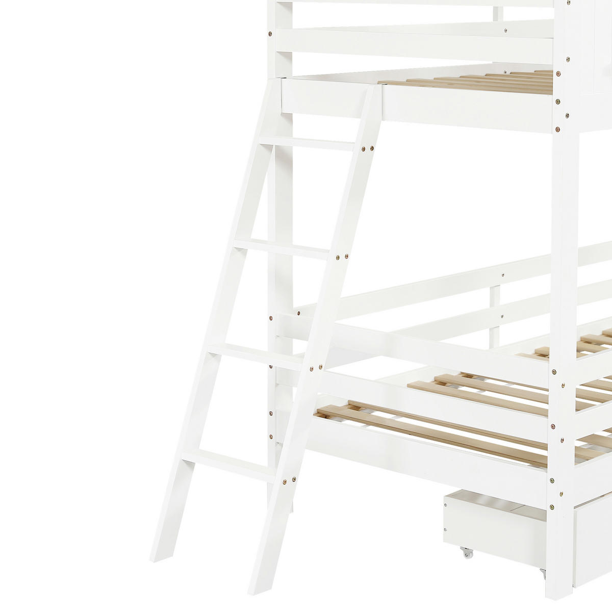 ETAGENBETT Modell Fenster Dach Weiß Natur - Naturfarben, Holz (90/200cm) - ComfortXL