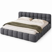POLSTERBETT 140/190 cm Grau,Doppelbett aus Leinen,Mit weicher Rückenlehne für Schlafzimmer - Naturfarben/Grau, Holz/Metall (140/190cm) - FURNISHINGS HOME