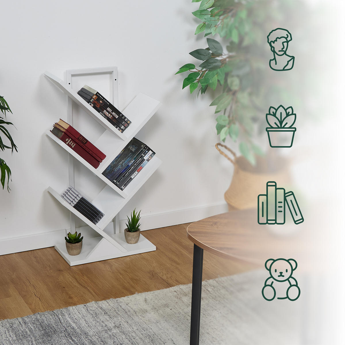 BÜCHERREGAL - Weiß, Holzwerkstoff/Metall (40/71/21.5cm) - Relaxdays