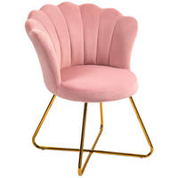 SESSEL Loungesessel mit Armlehnen, Metallbeine, Rückenlehne im Lotus-Design - Rosa, Metall (64/80/69cm) - HOMCOM