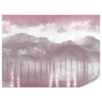 FOTOTAPETE für Wohnzimmer Neblige Berglandschaft Violet Bergpanorama Modern 500x350 - Violett/Rosa, Papier (500/350cm) - Muralo