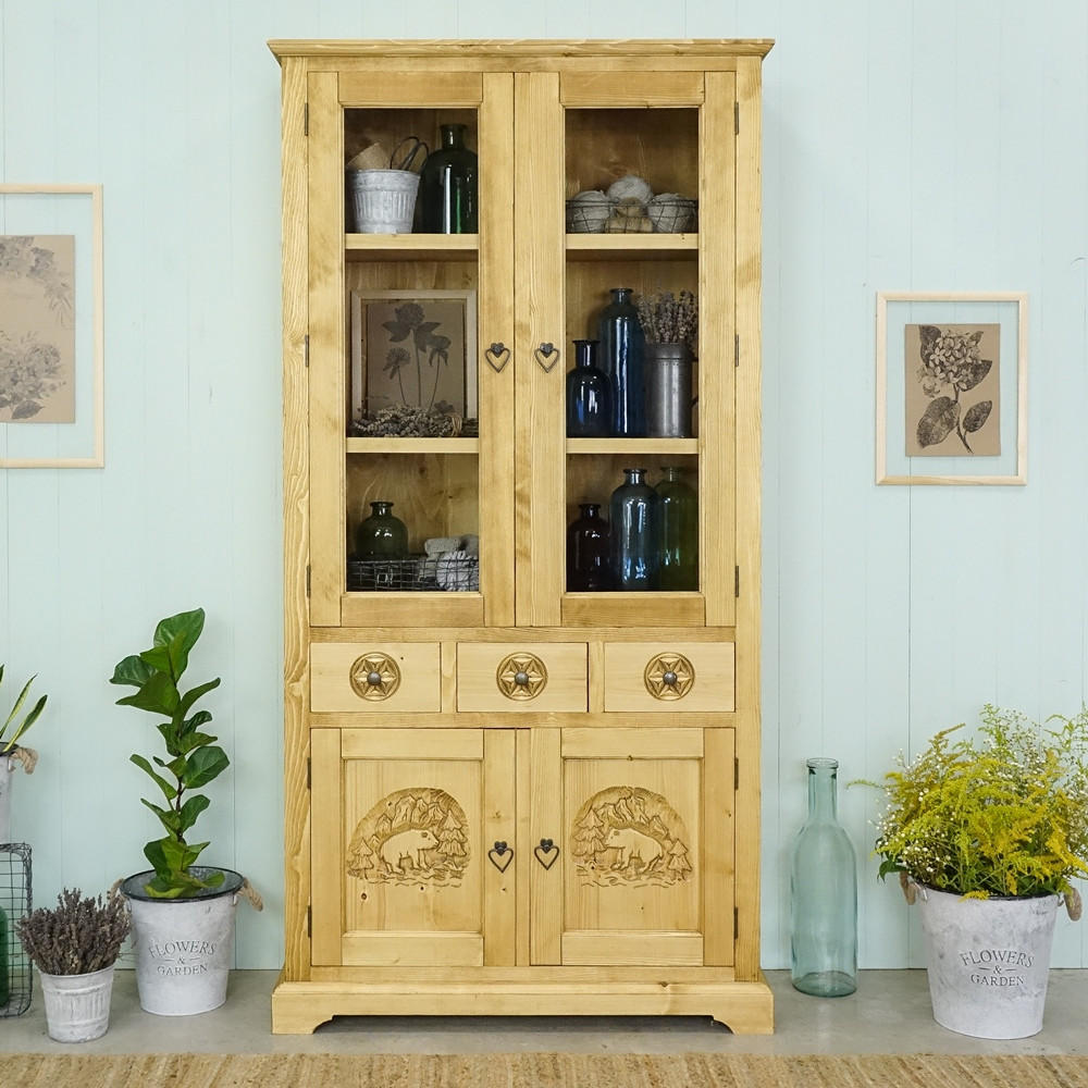 VITRINE aus Massivholz JAGNA - Honig, Holz (100/200/38cm) - Seart