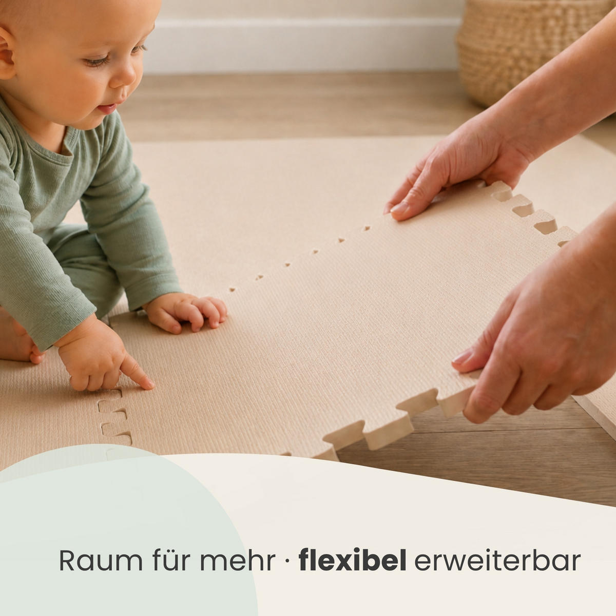 SPIELMATTE ab Null - 180/90/1 cm Puzzlematte Beige - Beige, Kunststoff (30/30cm) - Littletom