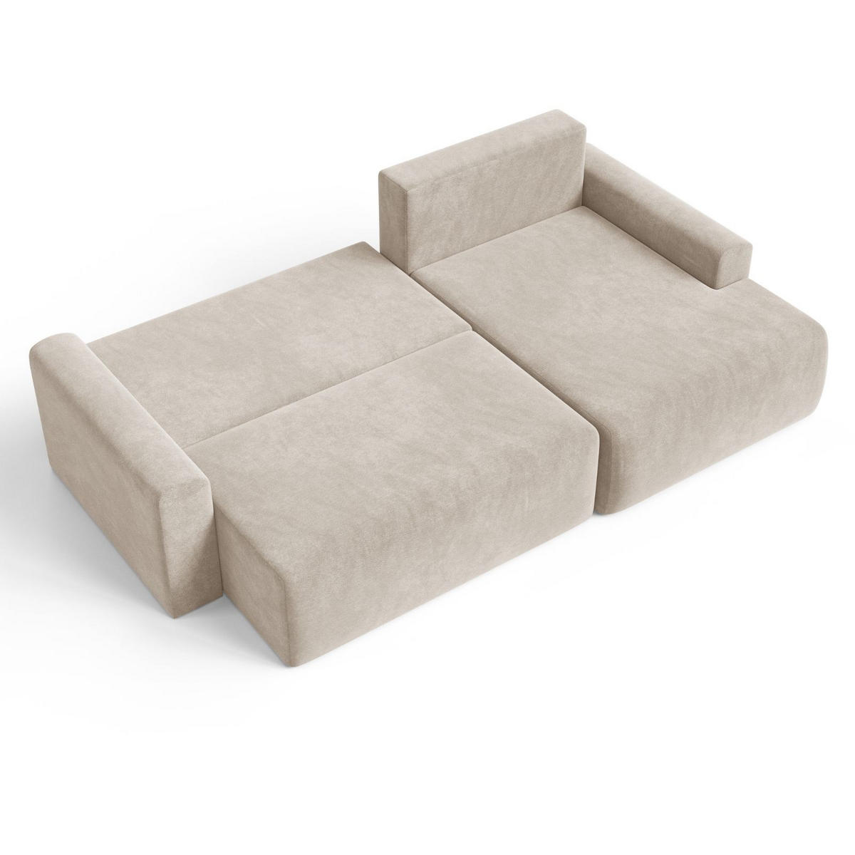 ECKSOFA MILO LARGE mit Schlaffunktion, Bettkasten und Cordbezug, Rechts - VIBE 08 - Beige, Holz (270/142cm) - Dekori_Interiors