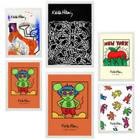 POSTER Set Mit 6 Ikonische Keith Haring Pop Art A3 & A4 Weißer Rahmen - Weiß, Papier (29/3cm) - Nacnic