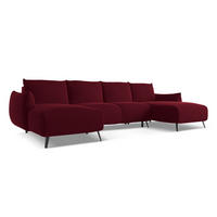 WOHNLANDSCHAFT Samt Stoff Rot - Bordeaux/Rot, Textil/Metall (317/86/162cm) - Makamii