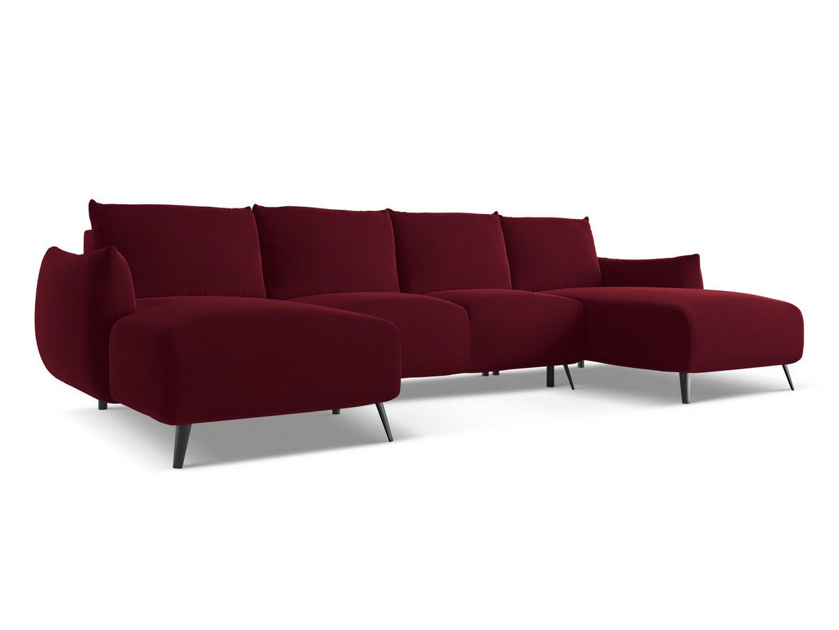 WOHNLANDSCHAFT Samt Stoff Rot - Bordeaux/Rot, Textil/Metall (317/86/162cm) - Makamii