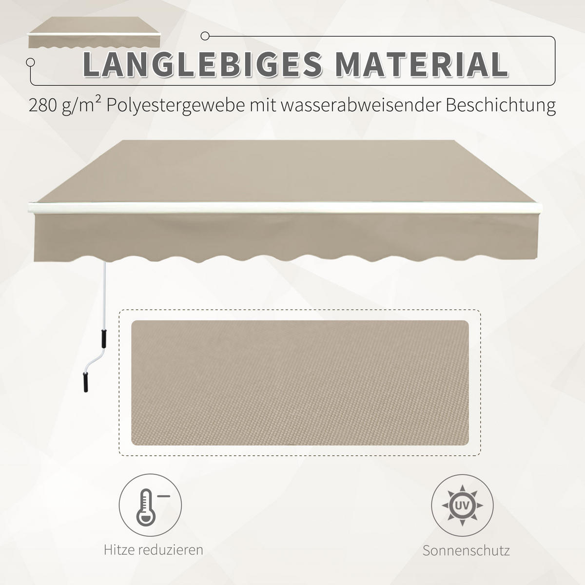 GELENKARMMARKISE, Aluminium, Beige - Beige, Metall (300/160/395cm) - Outsunny