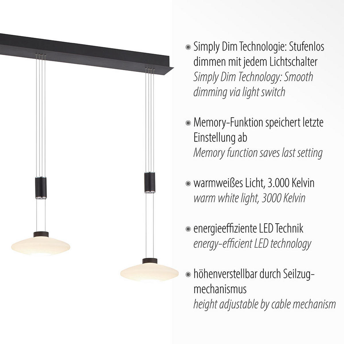 LED HÄNGELEUCHTE Metall Glas Schwarz - Schwarz, Glas (116/23/200cm)
