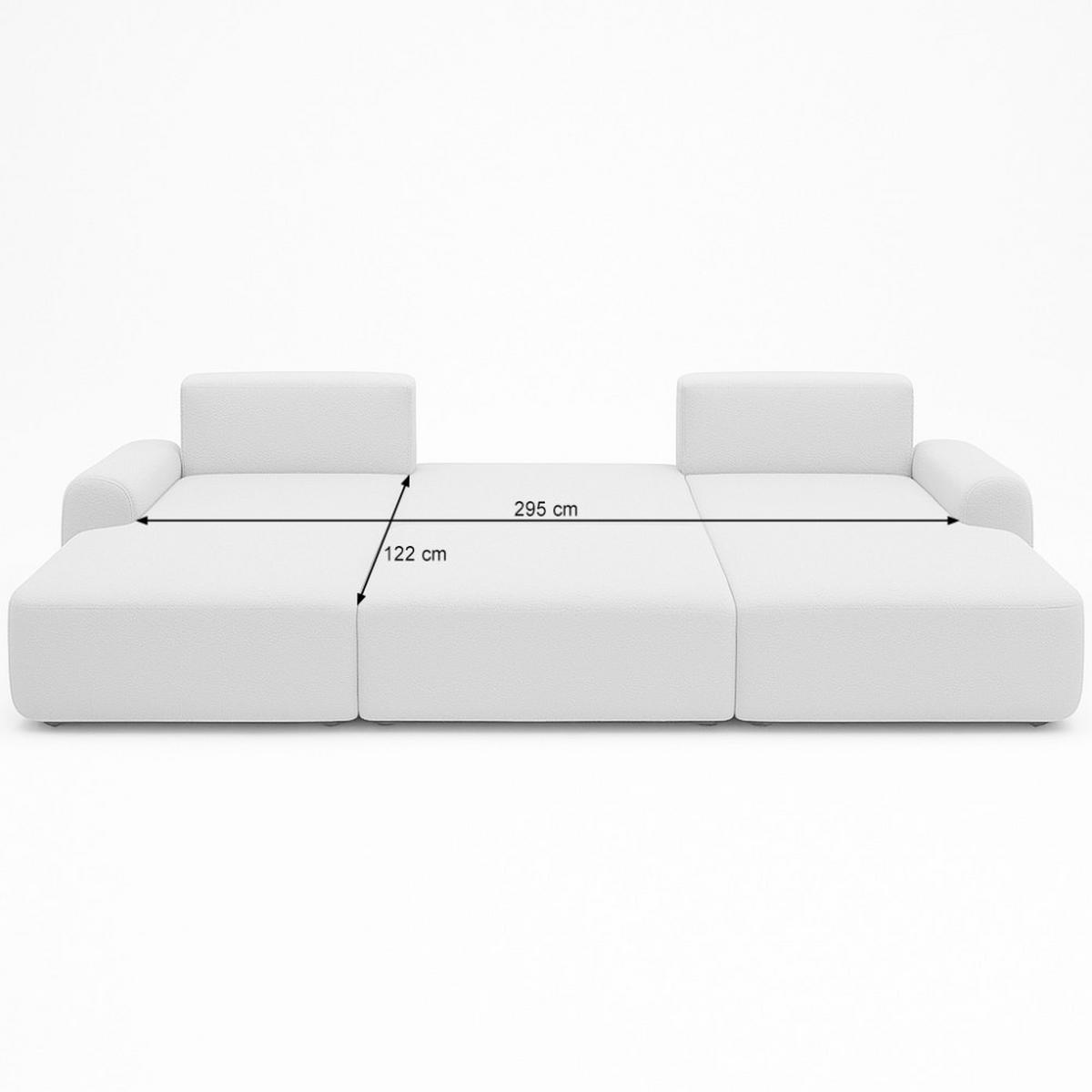 WOHNLANDSCHAFT Oliver mit Schlaffunktion, Beige, Bouclé-Stoff - Beige/Schwarz, Holzwerkstoff (355/87/160cm) - Beautysofa