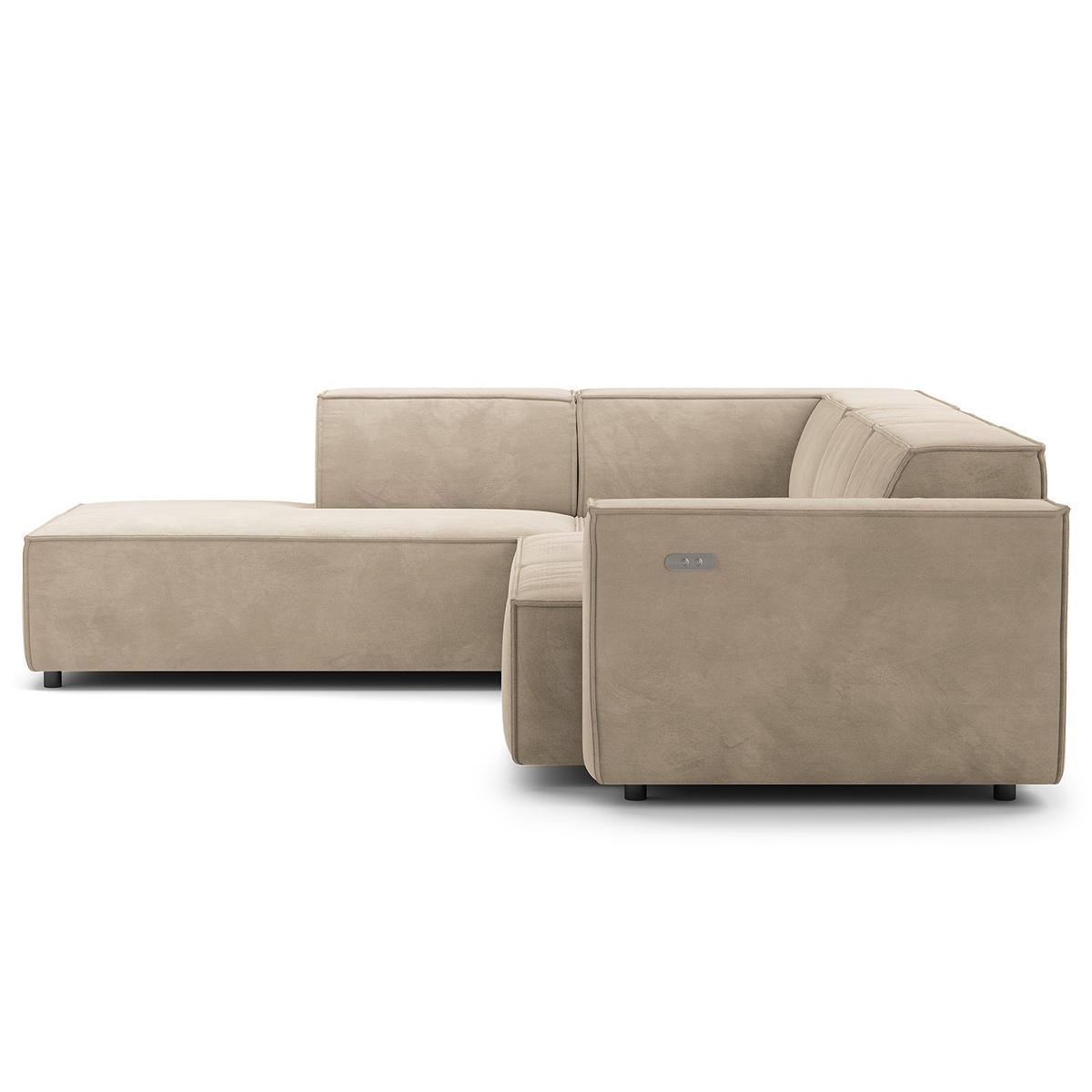ECKSOFA mit Ottomane - Beige/Schwarz, Kunststoff/Textil (260/234cm) - home24