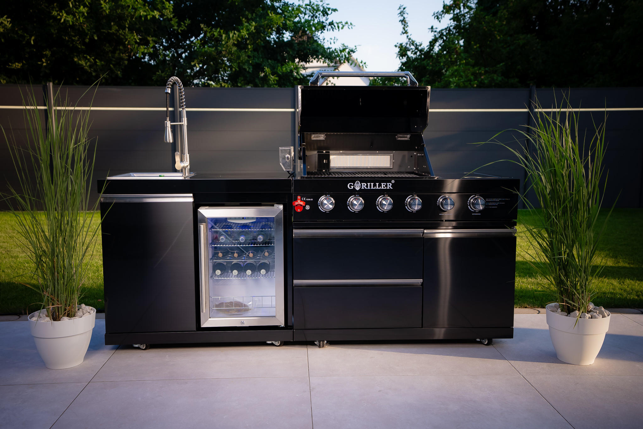 OUTDOORKÜCHE Grillmaster Fusion 217/58/119 cm - Schwarz Hochglanz, Metall (58/90/217cm) - Goriller