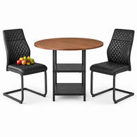 ESSTISCH-SET 3-tlg. rund 107 cm Schwarz/Walnussoptik - Schwarz, Metall (107/75/107cm) - Meubliv