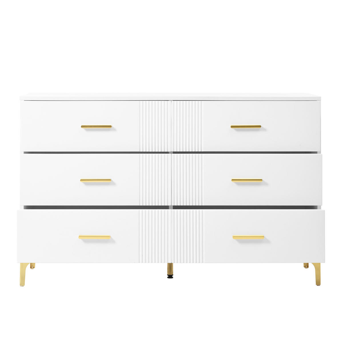 KOMODA 120/40/76 cm se 6 zásuvkami a vlnitým čelem z MDF, Bílá - bílá, kompozitní dřevo (120/76/40cm) - Redom