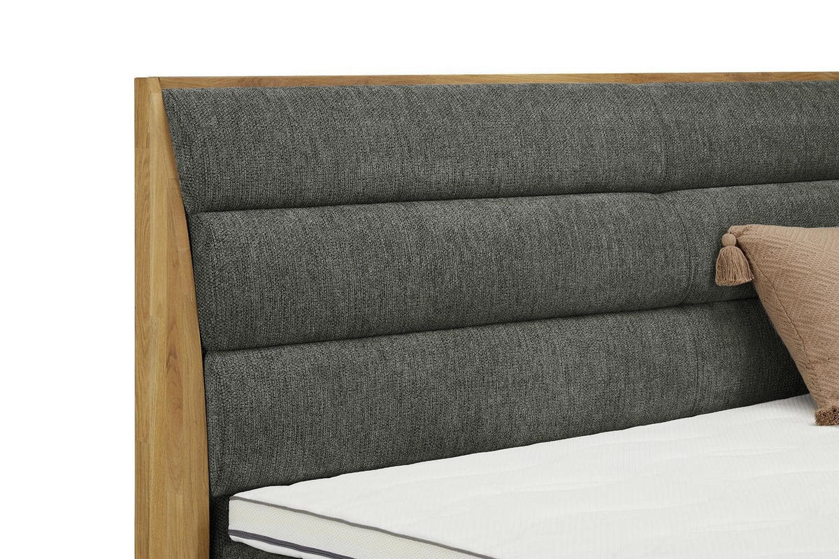 BOXSPRINGBETT 140/160/180x200 – inkl. Bettkasten, 7‑Zonen‑Taschenfederkern-Matratze und Topper - Anthrazit/Graphitfarben, Holz/Textil (180/200cm) - Cotta