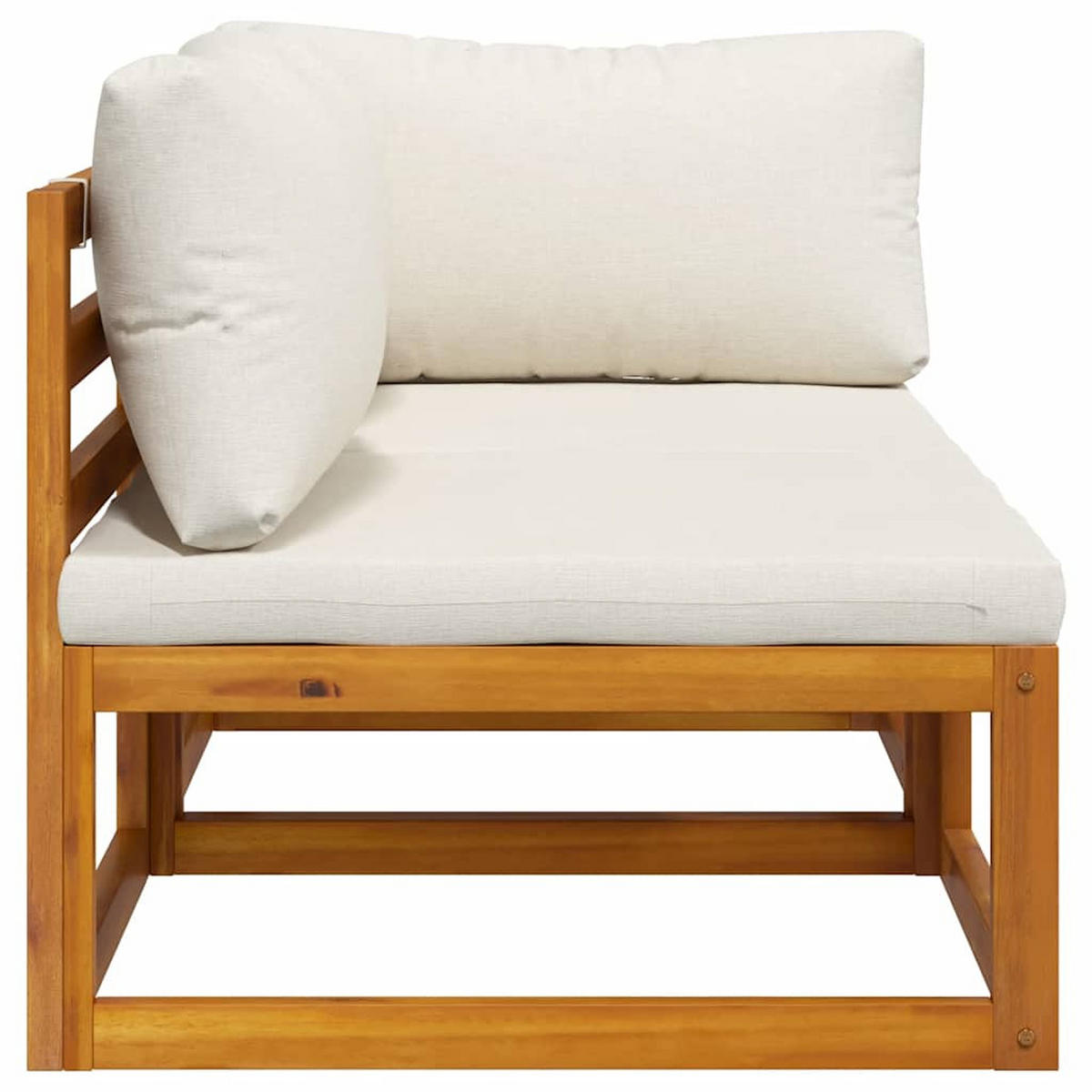 SOFA-SET 2-teilig Mit CremeWeißen Kissen Akazie Massivholz - Creme/Braun, Holz/Textil (70/60/70cm) - vidaXL