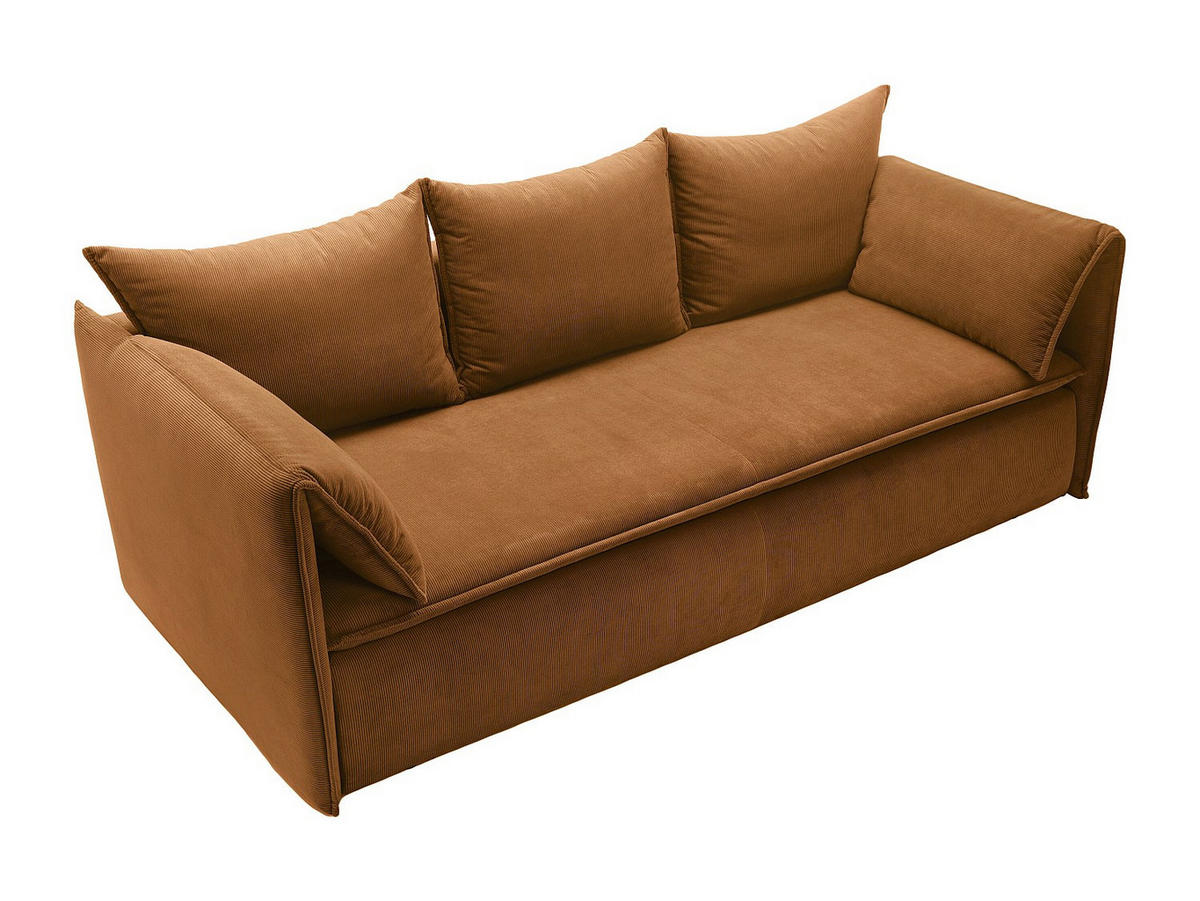 SOFA 3-Sitzer - Mit Schlaffunktion - Feincord - Terracotta - TEODORA - Braun, Textil (218/89/105cm) - Vente-Unique