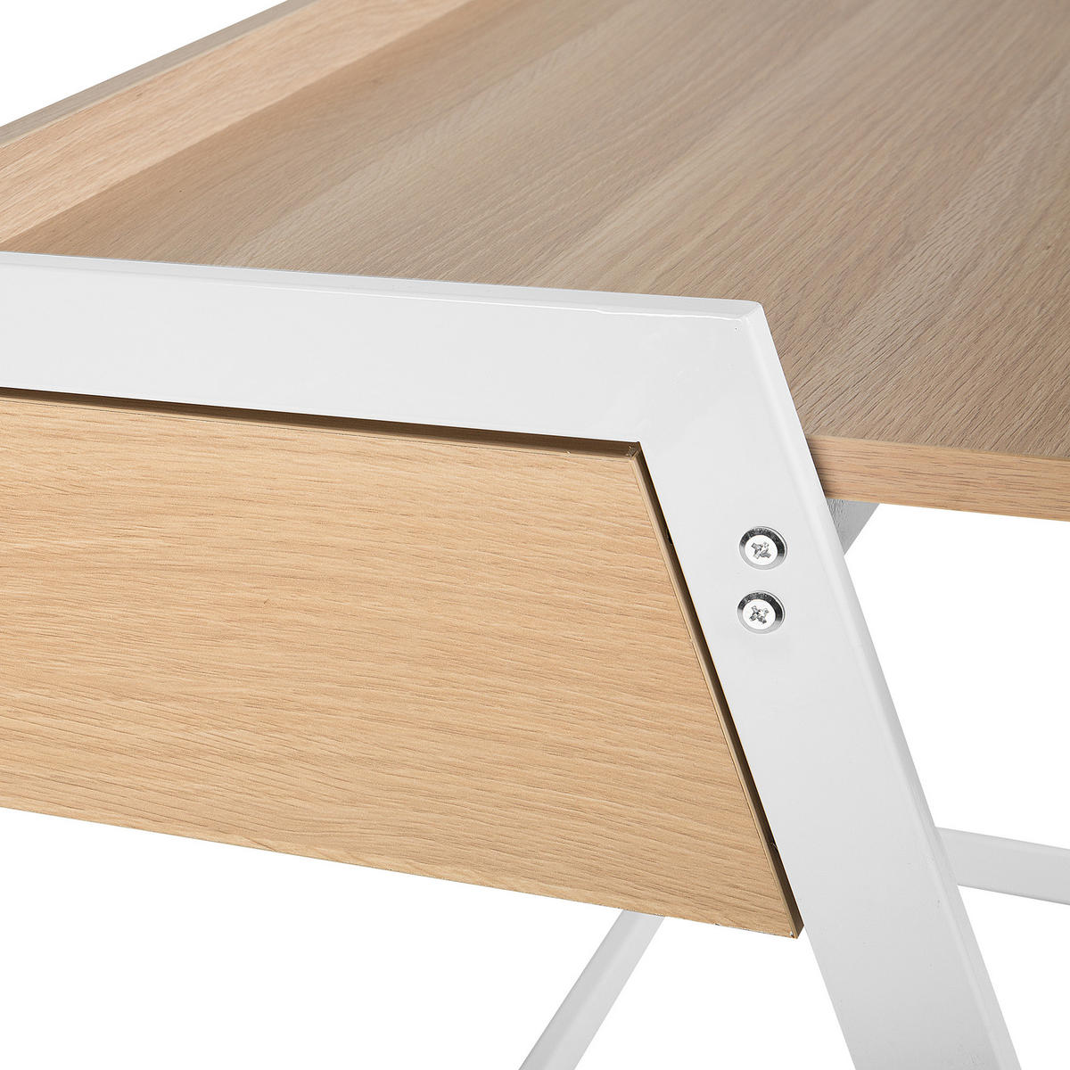 SCHREIBTISCH weiß/heller Holzfarbton 120/60/82 cm Quito - Weiß, Holzwerkstoff (60/120/82cm) - Beliani
